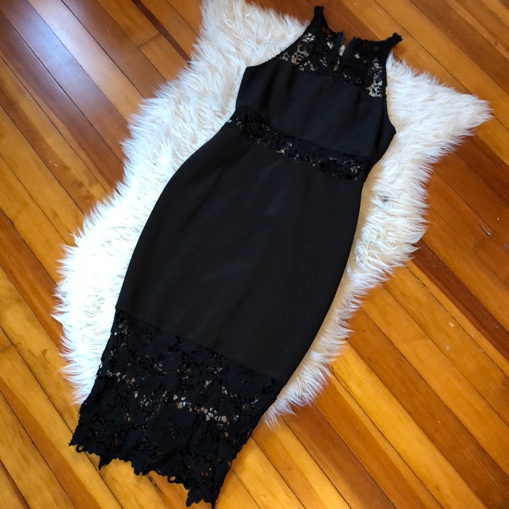 NWT Midi paneled black dress